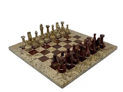 Marble Chess Set 12 X 12 Inches Board With Pieces Coral & Green Onyx • $44.99