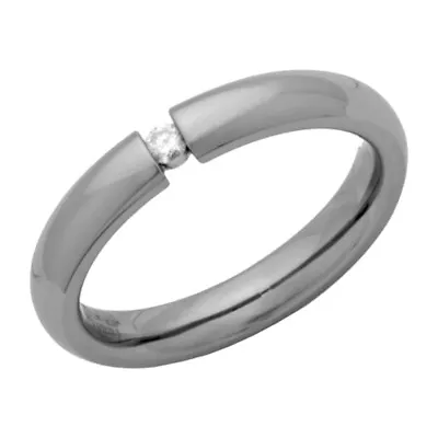 Ladies Satin Titanium 3.5mm Tension Set Diamond Engagement Ring Size O Jewellery • $99.47