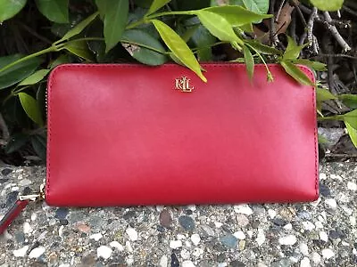 LAUREN RALPH LAUREN Women's Full-Grain Leather Large Zip Continental Wallet NWOT • $55.99