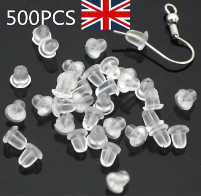 100/500X Invisible Clear Plastic Stud Earrings Rubber Anti-Allergy Ear Stud ~UK • £3.05