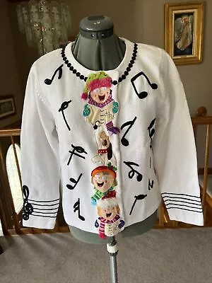 Design Options M Christmas Carolers Singer Dog Sweater Cardigan Music Easter • $130