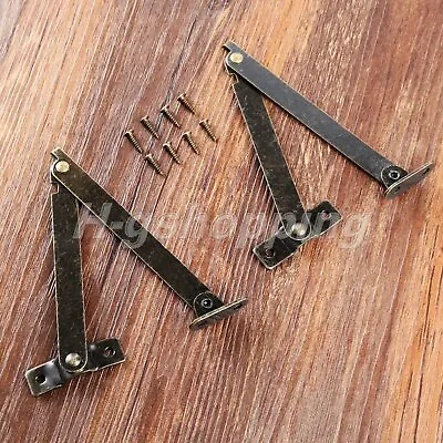 2x Retro Furniture Lid Support Hinges Jewelry Box Cabinet Display Stay Hinges • $6.04