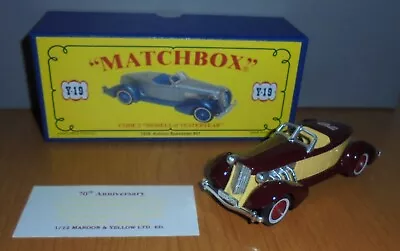 Matchbox Yesteryear Y19 Auburn Speedster 70th Anniversary Maroon & Yellow Code 2 • £59.99