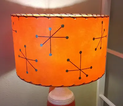  Mid Century Vintage Style Fiberglass Lamp Shade Modern Atomic T Orange • $125