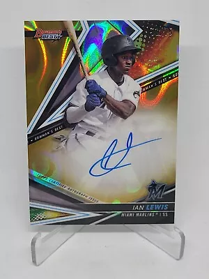 IAN LEWIS 2022 Bowman's Best Gold Lava ON CARD AUTO #56/75 MIAMI MARLINS • $0.99