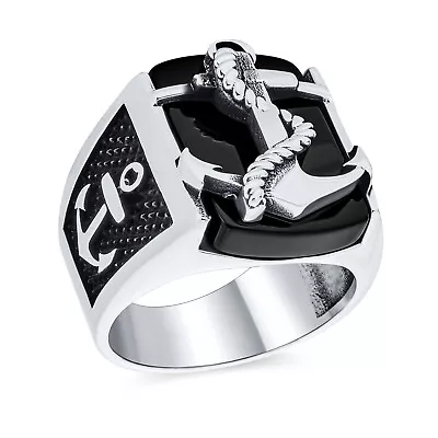 Mens Nautical Large Boat Anchor Signet Ring .925 Sterling Silver • $49.99