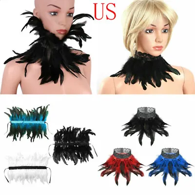 US Gothic Natural Rooster Real Feather Collars Choker Shrug Shawl Shoulder Wrap • $4.32