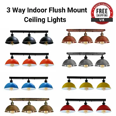 3 Way Ceiling Light Lamp Retro Fitting Dome Shade Pendant Lights For Living Room • £36.29