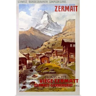 Swiss Alps Zermatt Matterhorn Vintage Poster Art Print Vintage Advertising • $29.99