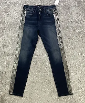 £24.58 • Buy Mavi Tess Super Skinny Jeans Womens Size 27 High Rise Crop Side Stripes Black