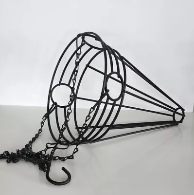 Vintage Black Wrought Iron Metal Hanging Plant Basket. Cone Shape. Porch Decor • $40