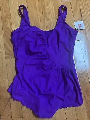 Vintage 90s Purple One Piece Swimsuit Bathing Suit 18W XL USA Made NWT • $30