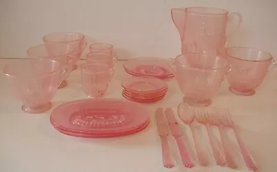 Vintage Plasco Toys Pink 25-piece Dish Set Alice In Wonderland Pattern No Box #3 • $30