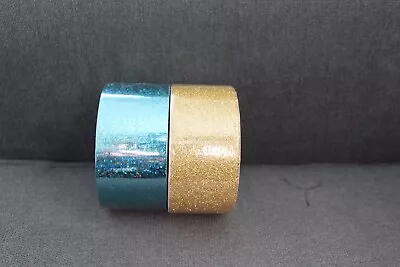$7.99 • Buy Teal & Gold SPARKLE Designer Duct Tape 1.7 X5' Ea NEW Crafter's Closet