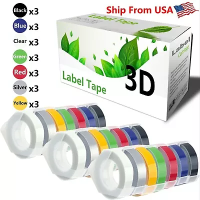(7-Color 3-set) LabelTape 3D Used For Dymo Maxi 1755 Label Makers • $28.99