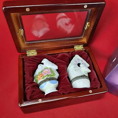 Amanda Smith Porcelain Hinged Trinket Box Bird House & Birds • $37.95