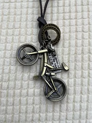 Vintage Style Bike Leather Necklace • $9.96