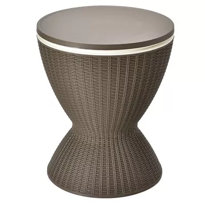 8 Gallon 3 In 1 Patio Rattan Cooler Bar Table Adjust Ice Bucket Side Table Brown • $98.78