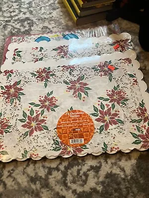 Vintage 3 Packs Sealed 30 Christmas Paper Doilies Placemats Poinsettias • $19.95