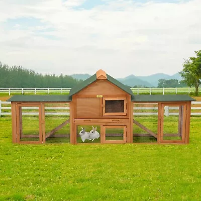 84'' 2-Story Wooden Rabbit Hutch Bunny Cage Chicken Coop Guinea Pig Hamster Cage • $129.99