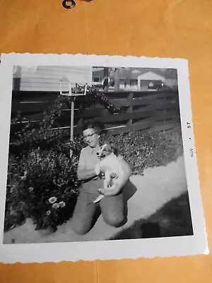 Vintage Black & White Photo Woman Dog Couple Family 1950s 131 • $6.19