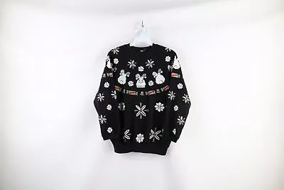 Vintage 90s Streetwear Womens Small Christmas Bunny Rabbit Crewneck Sweatshirt • $44.95