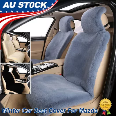 Faux Sheepskin Car Seat Covers 2pcs Front Cushions Wool Warm Protector For Mazda • $99.56