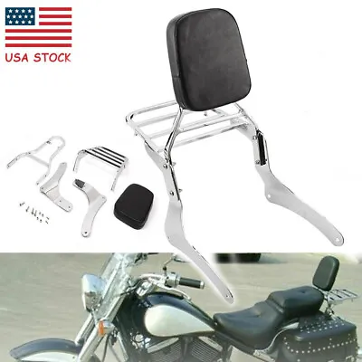 Sissy Bar Backrest + Luggage Rack Pad For Kawasaki Vulcan 900 VN900 1996-2018 US • $84.55