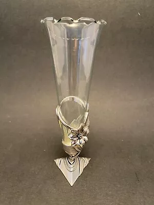 Beautiful Metal And Glass Bud Vase Ssl 1998 Lily Design • £14