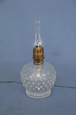 Vintage Miniature Oil Kerosene Lamp Hobnail Pattern 1877 PAT Burner Chimney • $9.99