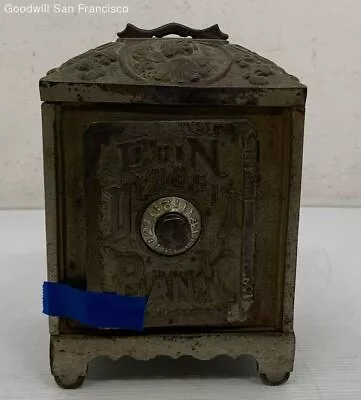 Vintage Mid Century Cast Iron Coin Deposit Bank Engraved Home Decorative • $29.99