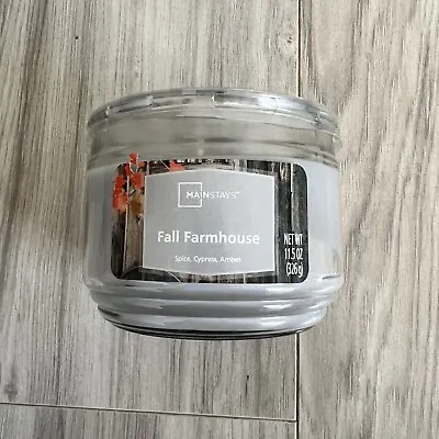 NEW Mainstays Fall Farmhouse 11.5 Three Wick Candle Spice Cypress Amber Scent • $3