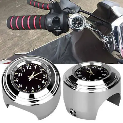 Motorcycle 7/8  1  Handle Bar Mount Clock Watch Black Dial Waterproof Universal • $7.99