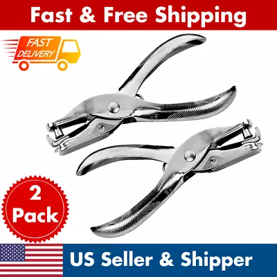 Metal Hole Punch Paper Puncher Set 2 Pack Silver Arts Crafts DIY School Supplies • $5.39