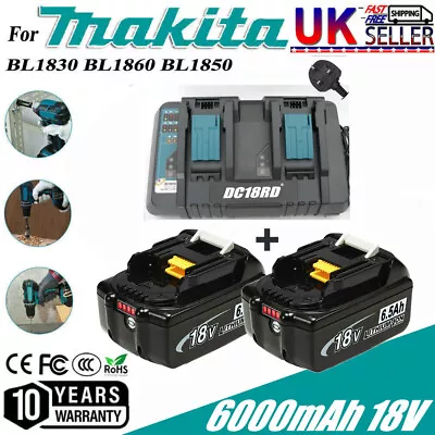 £63.95 • Buy UK For Makita 18V 6.0Ah LXT Li-ion Battery BL1830 BL1840 BL1850 BL1860 & Charger
