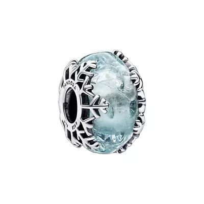 Authentic Pandora Winter Blue Snowflake Murano Glass Charm #792377C00 Bead • $35.99