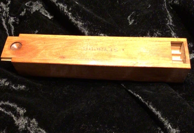 £10 • Buy VINTAGE WOODEN PENCIL BOX WITH SLIDE OUT  TOP & Slide Out Base Compartment