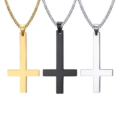 Stainless Steel Inverted Cross Of St Peter Crucifix Gothic + Free Gift Bag • £6.99