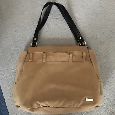 Miche Satchel Laptop Bag Padded Canvas Sand Brown W/ Belt Loops 16 W X12 H • $36.99