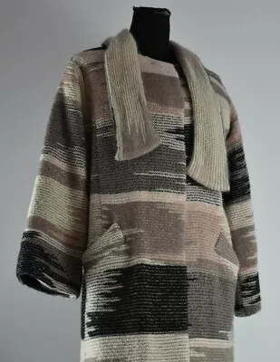 $284.99 • Buy Missoni Size 42 Long Button Knit Coat Italy Wool Pockets Pink Black Beige Scarf