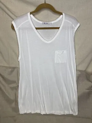 T By Alexander Wang White Tank Top Pocket Sleeveless T Shirt Rayon Med • $25
