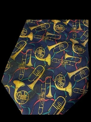 $7.99 • Buy Allyn Brass Trombone French Horn Trumpet Band  Music Teacher 100% Silk Tie