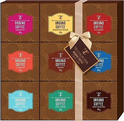 Coffee Gift Set Gourmet Ground Coffee Box Selection 9 Flavours For Coffee Lovers • £15.99