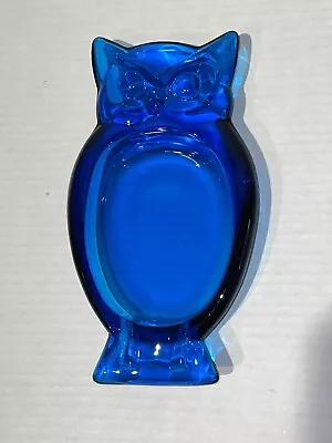 Vintage Viking Cobalt Blue Glass Owl Ashtray Trinket Dish MCM Excellent NO CHIPS • $52.99