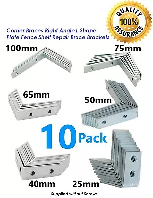 £3.89 • Buy 10 X Corner Braces Right Angle L Shape Plate Fence Shelf Repair Brace Brackets.