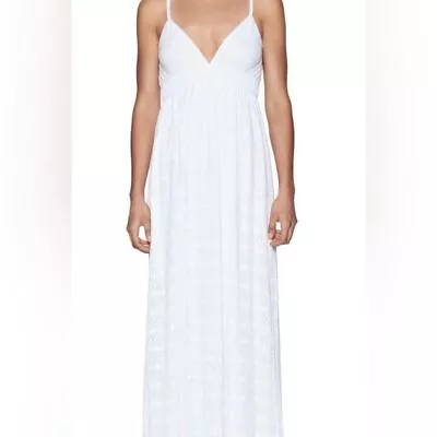 Melissa Odabash White Eyelet Lined Maxi Beach Dress Adjustable Straps Size M • $45