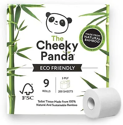 £6.34 • Buy The Cheeky Panda – Bamboo Toilet Tissue Paper | Pack Of 9 Rolls (3-Ply, 200 Shee