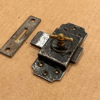 $20 • Buy Vintage Antique Door Lock - Surface Mount -Cabinet/Furniture - Brass & Cast Iron