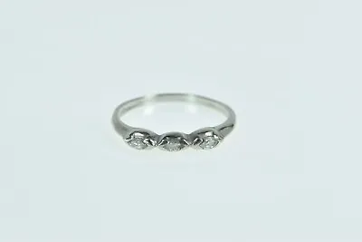 Platinum Vintage Marquise Three Diamond Wedding Band Ring *59 • $424.96