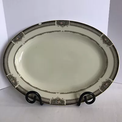 Mikasa Grande Ivory Love Song L2851 Oval Platter 14 3/8  Japan Gold Trim Rim • $21.97